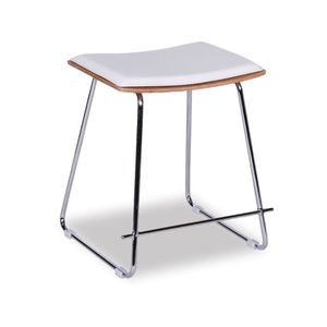 Hudson Low Stool - Chrome - White Pad