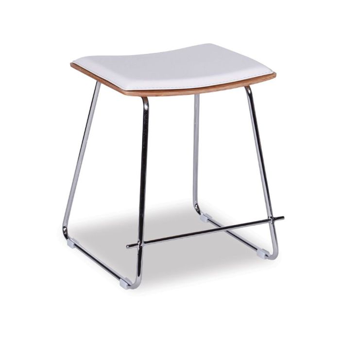 Hudson Low Stool - Chrome - White Pad