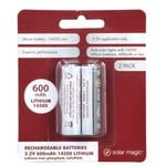 Solar Magic 3.2V 600mAh 14500 Lithium Batteries - 2 Pack