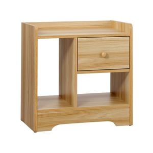 Oikiture Bedside Table Side Table Drawer Shelf Natural