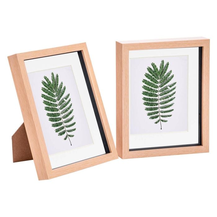 Nicola Spring 8" x 10" 3D Box Photo Frames with White 5" x 7" Mount - Light Wood - Pack of 2