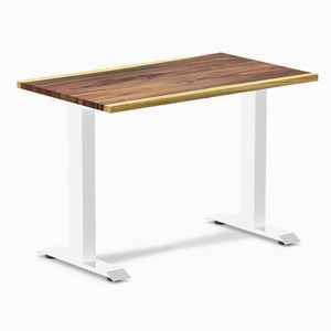 Desky Fixed Height Mini Saman Hardwood Desk 1000 X 600mm White Frame