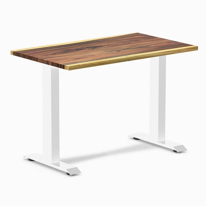 Desky Fixed Height Mini Saman Hardwood Desk 1000 X 600mm White Frame