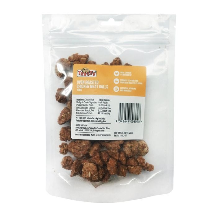 Trusty 100g Oven Roasted Chicken Meat Balls Dog Treats