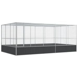 vidaXL Aviary with Extension Budgie Finch Pigeon Cage Parrot House Silver Steel