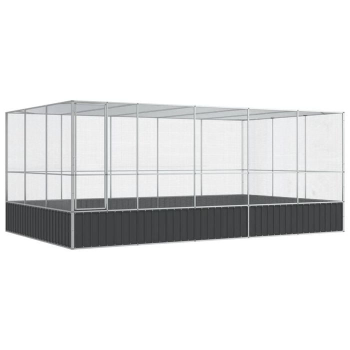 vidaXL Aviary with Extension Budgie Finch Pigeon Cage Parrot House Silver Steel