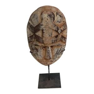Belle Zori Red Wood Mask w/ Stand 19cm Sculpture Decor - Natural