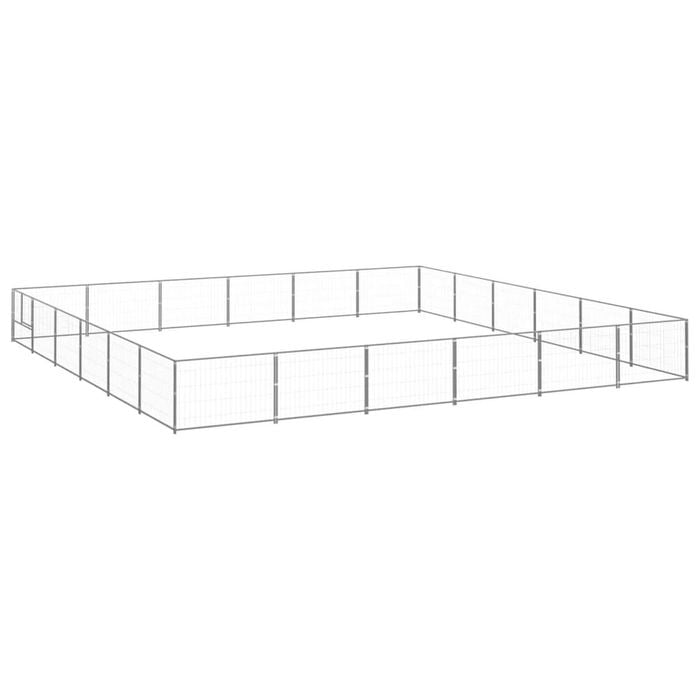 vidaXL Dog Kennel Silver Steel Outdoor Puppy Enclosure Dog Pet Supply Cage