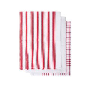 IDC Homewares Set of 3 Gardenia Cotton Tea Towels Red