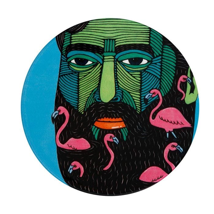 Maxwell & Williams Mulga The Artist 10.5cm Round Ceramic Coaster - Flamingo Man