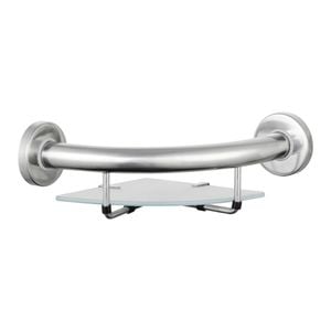 evekare Corner Shelf With Stainless Steel Grab Rail