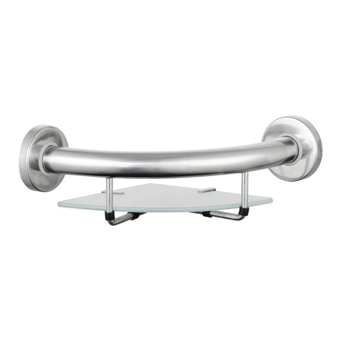 evekare Corner Shelf With Stainless Steel Grab Rail