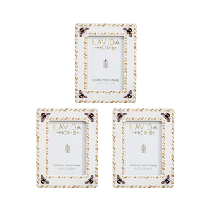 3pk Lvd 5x7 Inch Bee Ceramic Table/wall Decor Picture/photo Frame 23x18x1cm