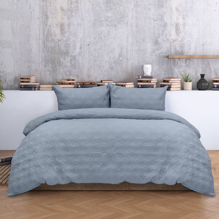 Ardor Boudoir King Carter 90GSM Quilt Cover Set Mineral Blue