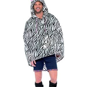 Zebra Mens Novelty Party Poncho - One Size