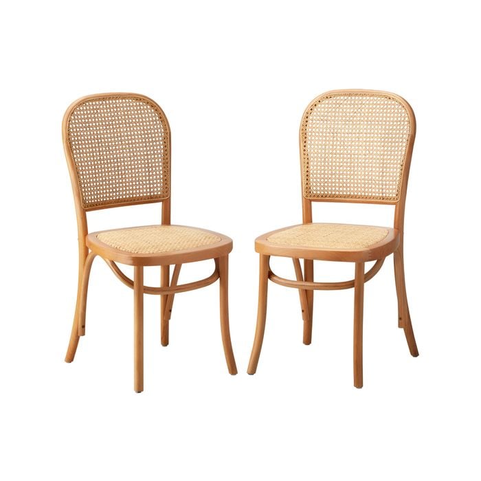 Oikiture 2PCS Dining Chairs Wooden Chairs Beige