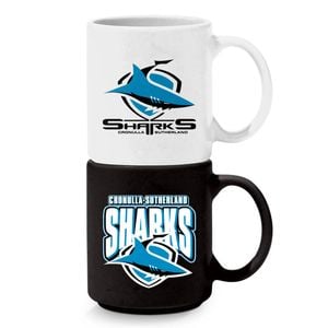 NRL Stackable Mug - Cronulla Sharks - Set Of 2 - Coffee Cup - 305mL