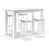 Santorini Outdoor 1.5m Bar Table White With 4 Avoca Stools & Textured Olefin Grey Cushions