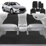 6D Diamond Car Floor Mats for Mazda 2 2014-Current-Full Set-Black-Outback GT