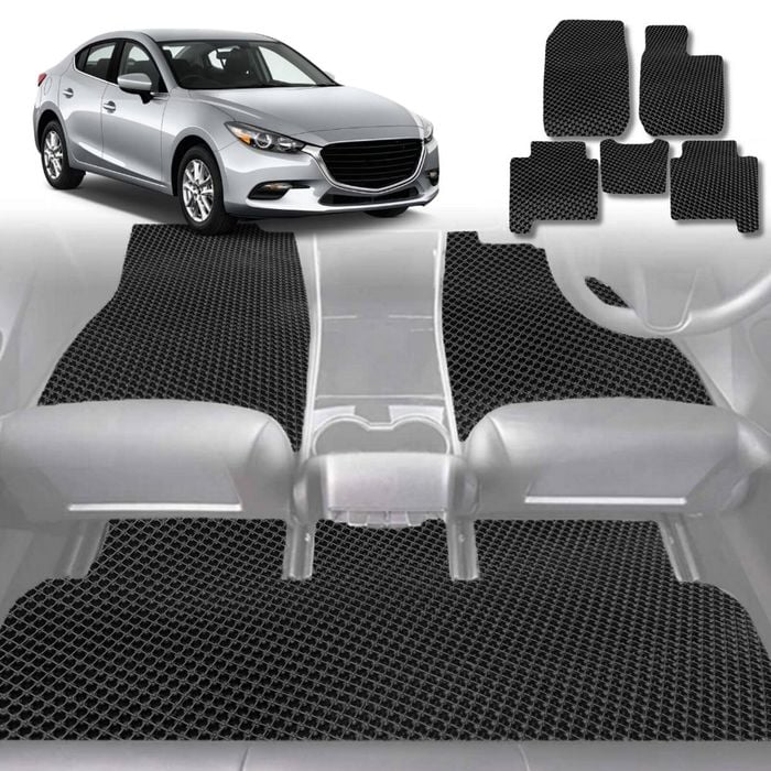 6D Diamond Car Floor Mats for Mazda 2 2014-Current-Full Set-Black-Outback GT