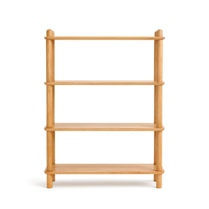 Miuz 4-tier Solid Oak Display Stand Natural Wooden Storage Rack Shelf Organizer