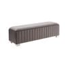 Bench Chair Fabric Padded Upholstered Seat Polished Stainless Steel Feet