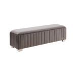 Bench Chair Fabric Padded Upholstered Seat Polished Stainless Steel Feet