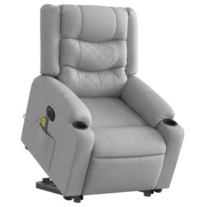 vidaXL Electric Stand up Massage Recliner Chair Armchair Light Grey Fabric