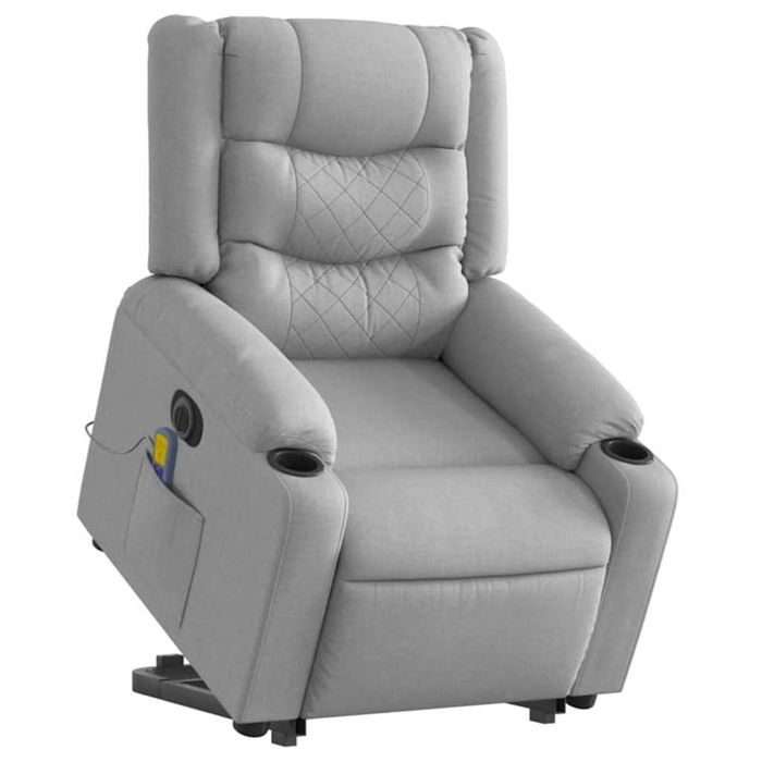 vidaXL Electric Stand up Massage Recliner Chair Armchair Light Grey Fabric