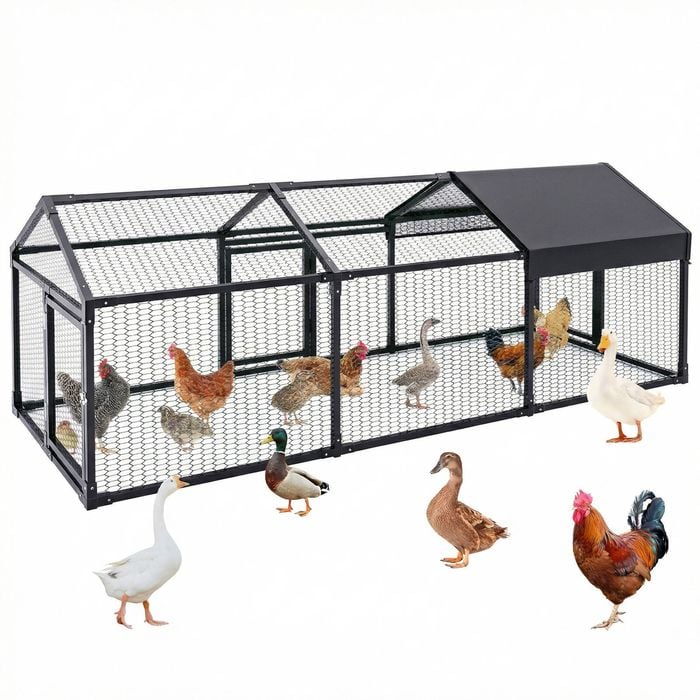 Advwin 3x1x1M Chicken Coop Rabbit Hutch with Cover Poultry Cage Run Yard Backyard for Rabbit Dog Cat