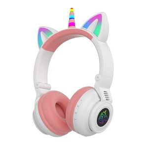 BDI Head-mounted Unicorn Cartoon Led Luminous Stereo Bluetooth Headset Stn-27-white
