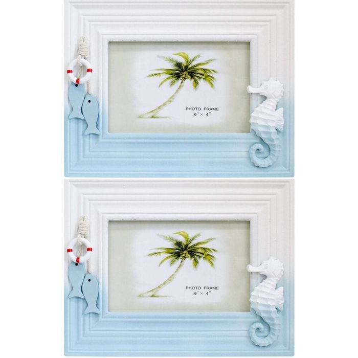 2PK LVD Wooden Glass Picture/Photo Coastal Frame 6x4 18x23.5x1.5cm Beachside