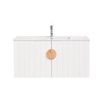 CIBO 900mm White Freshwater Wall Hung Bathroom Vanity With Oak Handles