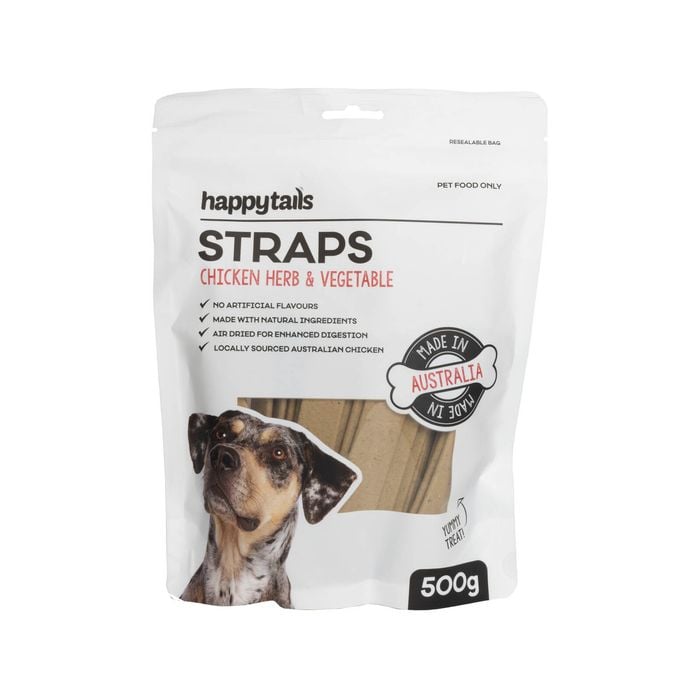 Happy Tails 500g Chicken Herb And Vegetable Straps Dog Treats