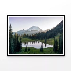 Lake with Trees & Mountains  Print 100% Australian Made 120x90cm  (Poster)