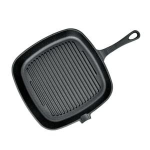 SOGA 23.5cm Square Ribbed Cast Iron Frying Pan