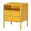 Familand Steel End Side Table Bedside Tables with 2x Storage Drawers Free standing in Yellow
