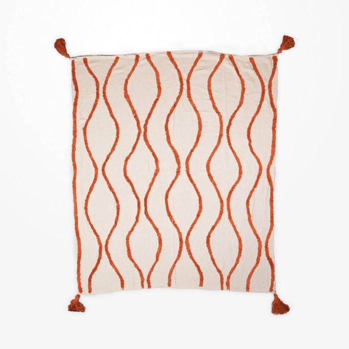 DWBH Cotton Slub Throw Blanket 125x150cm Home Decor OCHRE