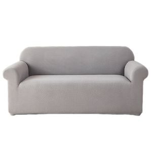 Catzon 1 Seater Stretch Sofa Cover Couch Cover Washable Jacquard Fabric-LightGrey(S)