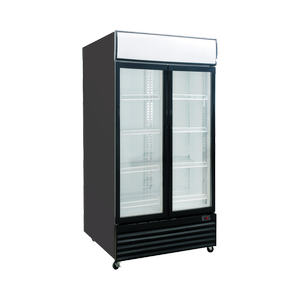 Exquisite Two Glass Doors Upright Display Refrigerators Black 1000 Litre