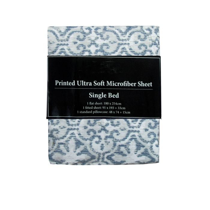 Bloomington Printed Microfiber Sheet Set Single Silver Imperial