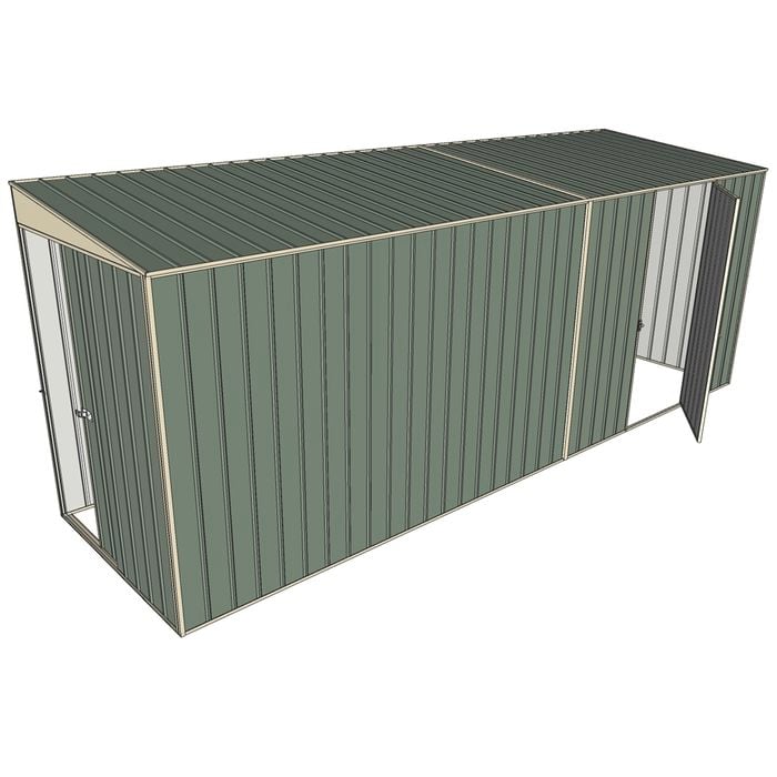 Build-a-Shed 1.5 x 5.2 x 2m Sliding Door Tunnel Shed with Hinged Side Door - Green