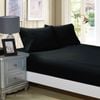 Fabric Fantastic 1000tc Ultra Soft Queen Size Bed Black Fitted Sheet & 2 Pillowcases Set