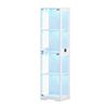 Advwin 4 Tier LED Glass Display Cabinet 160cm Tall Storage Bookshelf Organizer Hallway Storage Cabinet White