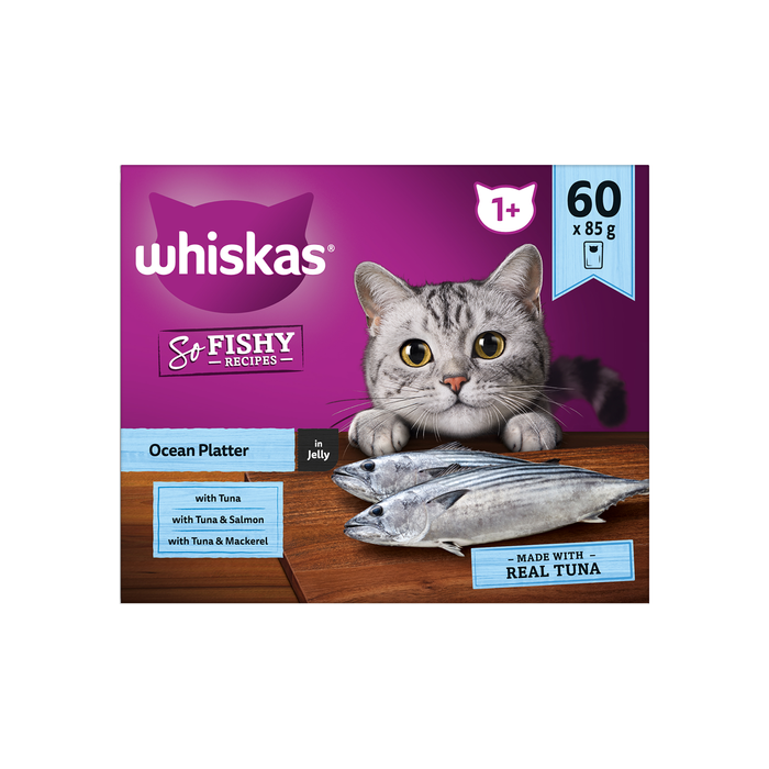 Whiskas 85g So Fishy Ocean Platter In Jelly Cat Wet Food - 60 Pouches