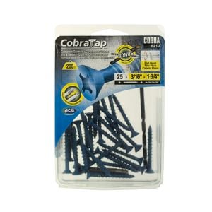 Cobra 4.5 x 45mm Flat Head Concrete Screws With Drill And Driver - 25 Pack