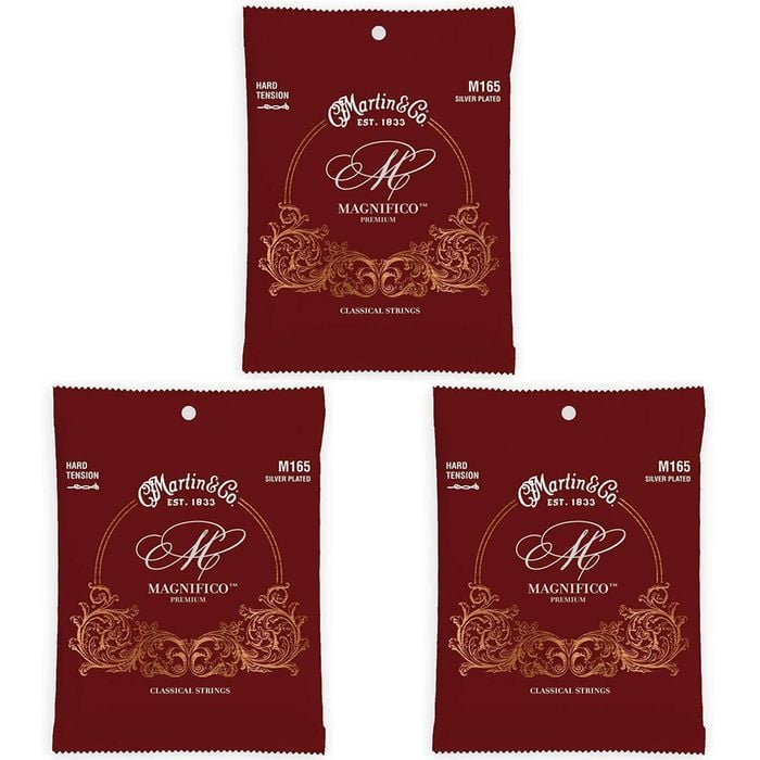 3PK Martin Guitar M165 Magnifico Guitar String Silver Plated Hard Tension
