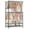 Ufurniture Clothes Rack with Adjustable Shelves & 4 Hanging Rods Black