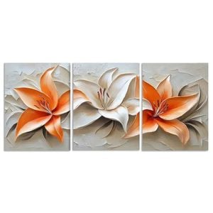 3pcs Oil painting orange lilies Print 100% Australian Made 3 x 40x60cm (Metal Print)