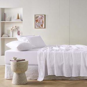 Vintage Design Homewares King White  French Linen Sheet Set